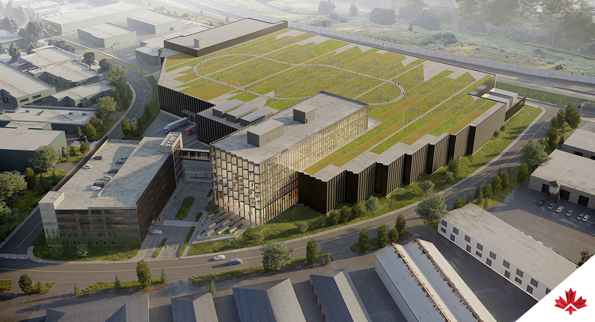 Vue aérienne d’un plan de l’usine E-One Moli Energy de fabrication de batteries.