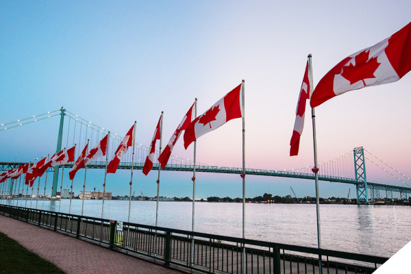 row of Canadian flags