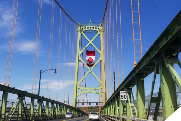 Suspension bridge with Canada flag