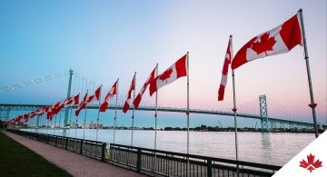 row of Canadian flags
