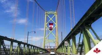 Suspension bridge with Canada flag